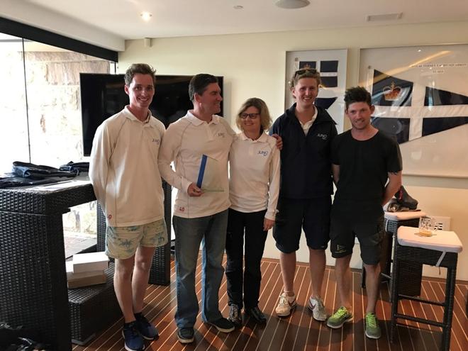 Crew from the winning team ‘Juno’ - Reg and Sally Lord, Jordan Reece, Tom Grimes, and Cam Gundy ©  Yachtspot